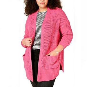 STYLE & CO Plus Chenille Bubble Gum Open-Front Cardigan Size 1X